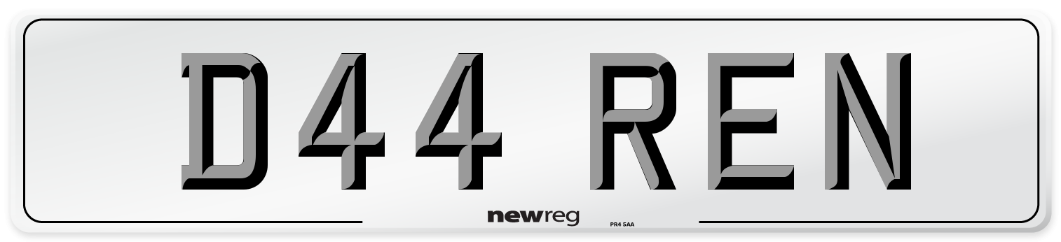 D44 REN Number Plate from New Reg